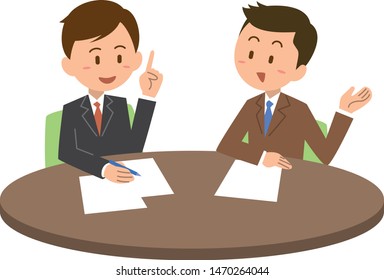 Image illustration of men making a meeting