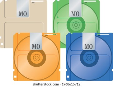 Image illustration of MO (magneto-optical disk). Color set (recording medium) 