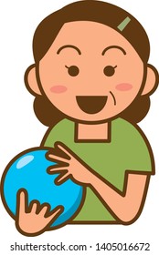 Image illustration of mom doing bowling