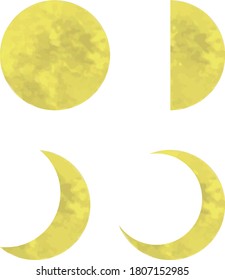 Bild-Illustration des Mondes. Vollmond, Halbmond, Halbmond, Halbmond (Vektordaten)