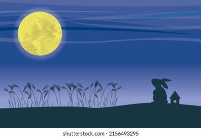 Image illustration of moon viewing. Fifteen nights. Rabbit.