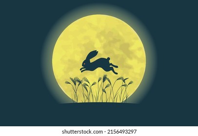 Image illustration of moon viewing. Fifteen nights. Rabbit.