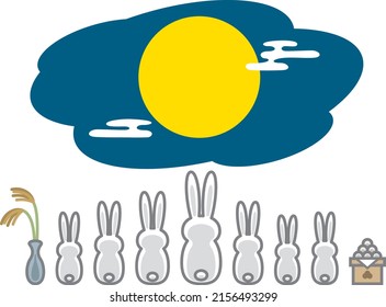 Image illustration of moon viewing. Fifteen nights. Rabbit.