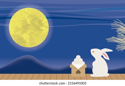 Image illustration of moon viewing. Fifteen nights. Rabbit.