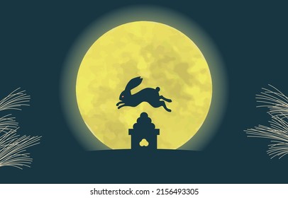 Image illustration of moon viewing. Fifteen nights. Rabbit.