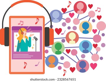 Image illustration of a music distribution app