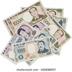 Image illustration of new banknotes lined up messily