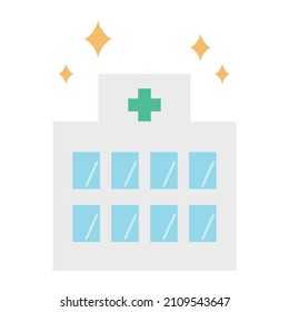 Image Illustration Of A New And Beautiful Hospital (clinic). Vector Illustration.