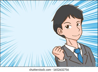 Image illustration of a new employee doing guts pose