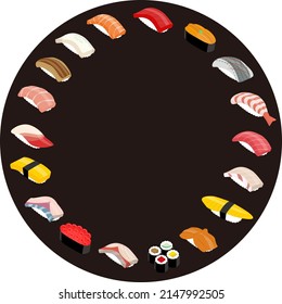 Image illustration of nigiri sushi and sushi rolls