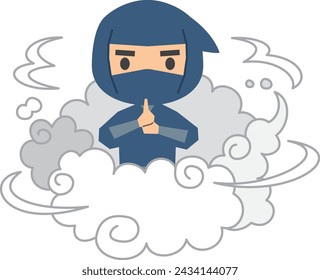 Ilustración de un ninja haciendo técnicas ocultas