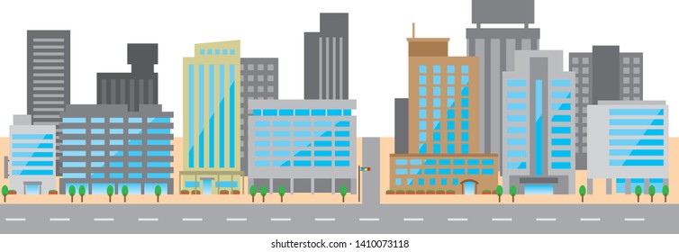 Image illustration of office town with many buildings