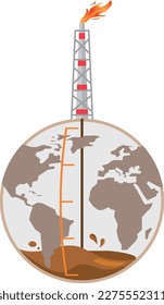 Image illustration of oil drilling and remaining resources of the earth