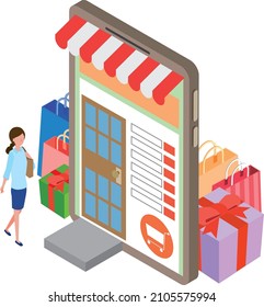 Image illustration of online shop