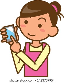 Image illustration operating a smartphone. (Upper body)
