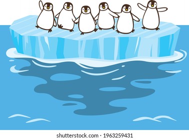 Image illustration of penguins swarming on a glacier