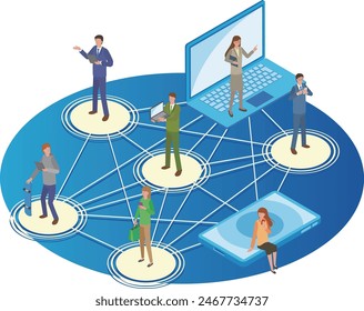 Image illustration of people connected through a network