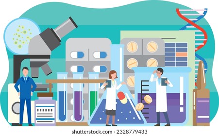 Image illustration of people doing pharmaceutical research