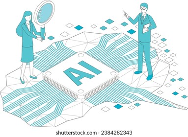 Image illustration of people using artificial intelligence