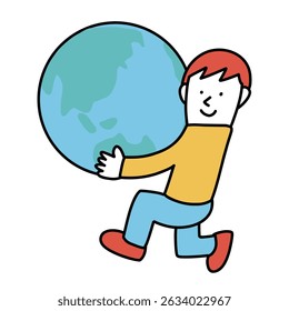 Image illustration of a person who cares for the earth. Environmental issues concept