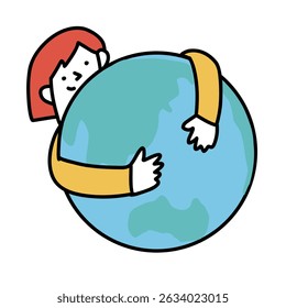 Imagem ilustração de uma pessoa que se preocupa com a terra. Conceito de questões ambientais