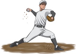 Image Illustration Of A Pitcher Throwing A Ball From The Mound (baseball Player) (side)