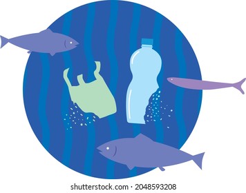 Image illustration of plastic waste problem in the sea