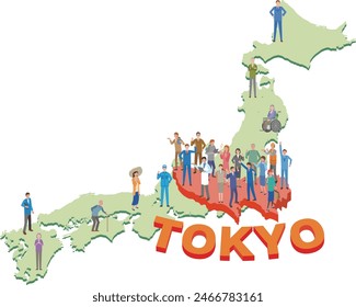 Bild-Illustration der Bevölkerungskonzentration in Tokio