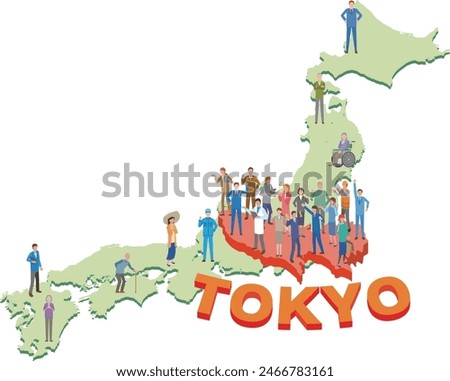 Image illustration of population concentration in Tokyo