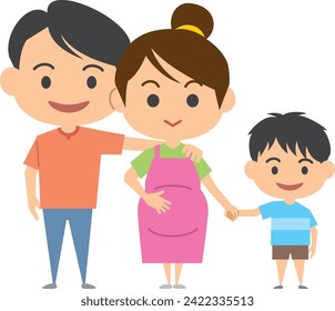 Image illustration of a pregnant woman and her family
