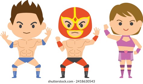 Image illustration of professional wrestlers (male and female set)