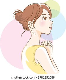 Ilustración de imagen del perfil de una mujer haciendo un deseo