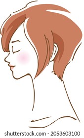 Image illustration of a profile of a woman with short hair and eyes closed (hand-drawn)