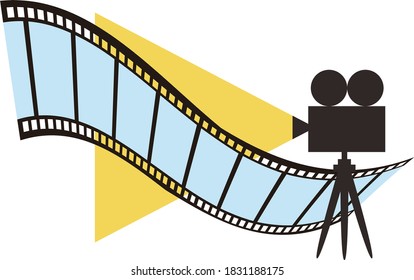 Image illustration of projector and movie film