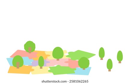 Image illustration of puzzle pieces and trees