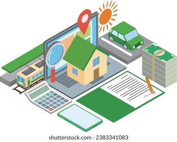 Image illustration of real estate rental and buying and selling