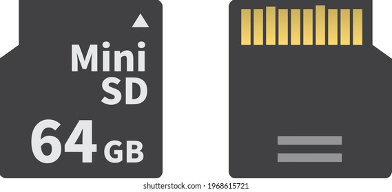 Image illustration (recording medium) of miniSD memory card (front and back)