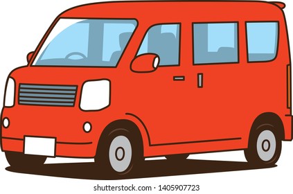 Image illustration of a red light car seen obliquely from the front