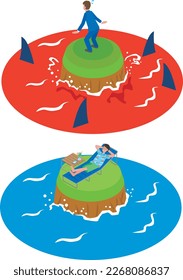 Image illustration of red ocean and blue ocean