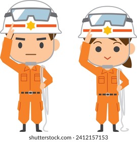 Image illustration of a rescue worker saluting (men and women set)