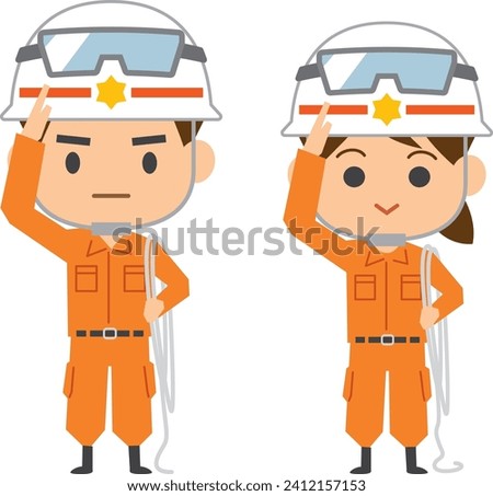 Image illustration of a rescue worker saluting (men and women set)