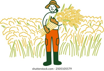 Ilustración de Imagen de agricultor de arroz