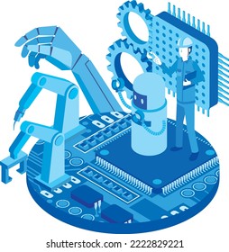 Image illustration of robotization in the manufacturing industry