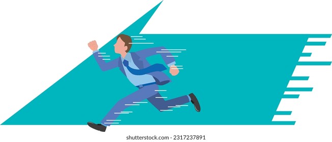 Image illustration of a running businessman and a sense of speed