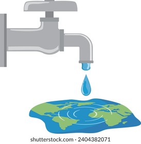 Image illustration of saving water to respect the global environment