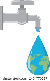 Image illustration of saving water to respect the global environment