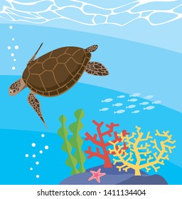 Image illustration of a sea turtle swimming in the sea