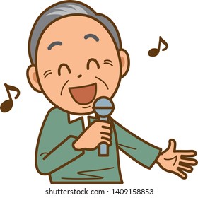 Image illustration of senior man singing a song