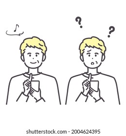 Image illustration of senior man using smartphone. vector.