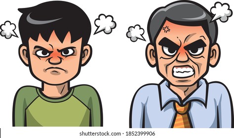 Image illustration set of angry man